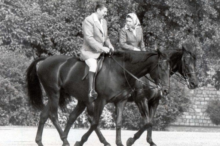 President Reagan and Queen Elizabeth share a ride at Windsor in 1982.